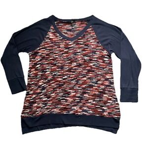 Suzanne‎ Betro Women's Navy colorful Casual Pullover Long Sleeve Sweater Size 2X
